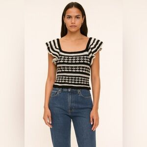 Hersy Black and White Striped Knit Top